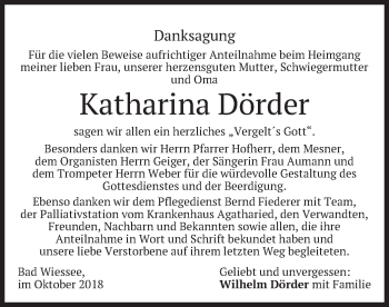 Todesanzeige von Katharina Dörder von merkurtz