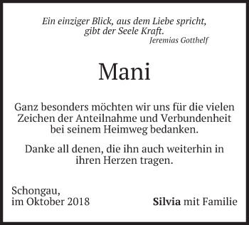 Todesanzeige von Mani  von merkurtz