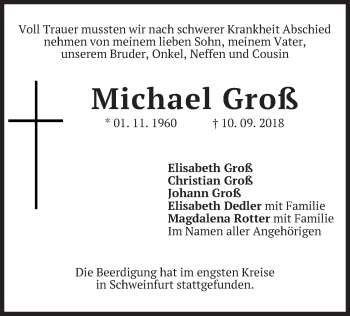 Todesanzeige von Michael Groß von merkurtz