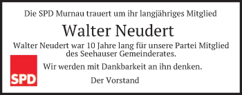 Todesanzeige von Walter Neudert von merkurtz