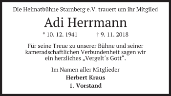 Todesanzeige von Adi Herrmann von merkurtz