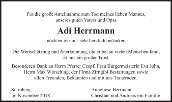 Todesanzeige von Adi Herrmann von merkurtz