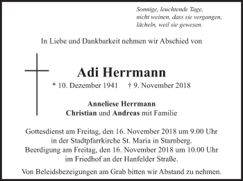 Todesanzeige von Adi Herrmann von merkurtz