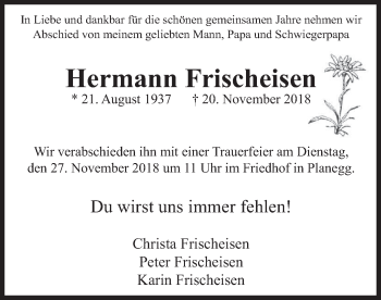 Todesanzeige von Hermann Frischeisen von merkurtz