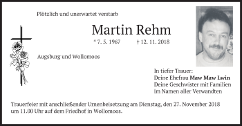 Todesanzeige von Martin Rehm von merkurtz