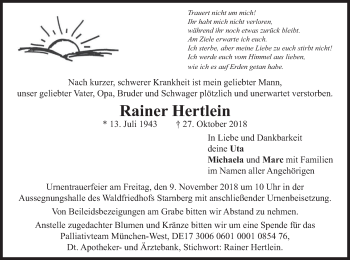 Todesanzeige von Rainer Hertlein von merkurtz