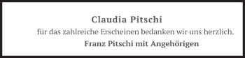 Todesanzeige von Claudia Pitschi von merkurtz