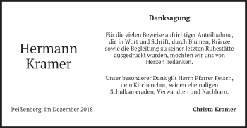 Todesanzeige von Hermann Kramer von merkurtz