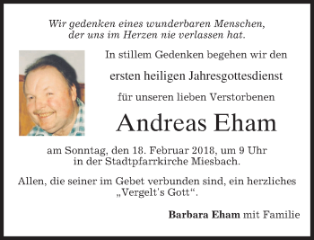 Todesanzeige von Andreas Eham von merkurtz