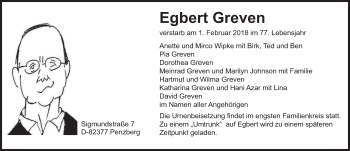 Todesanzeige von Egbert Greven von merkurtz
