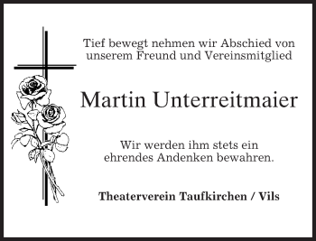 Todesanzeige von Martin Unterreitmaier von merkurtz