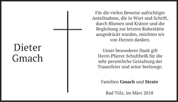 Todesanzeige von Dietmar Gmach von merkurtz