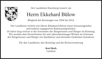 Todesanzeige von Ekkehard Bülow von merkurtz
