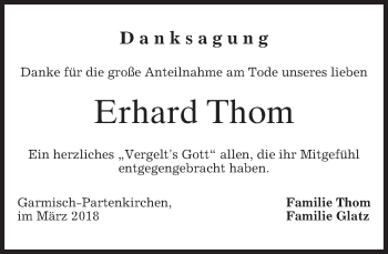 Todesanzeige von Erhard Thom von merkurtz