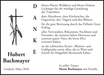 Todesanzeige von Hubert Bachmayer von merkurtz