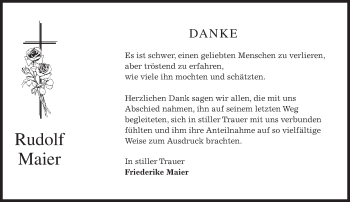 Todesanzeige von Rudolf Maier von merkurtz