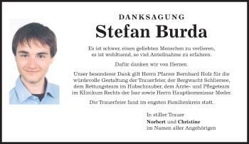 Todesanzeige von Stefan Burda von Das Gelbe Blatt Penzberg