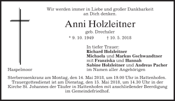Todesanzeige von Anni Holzleitner von merkurtz