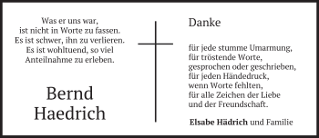 Todesanzeige von Bernd Haedrich von merkurtz