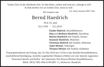 Todesanzeige von Bernd Haedrich von merkurtz