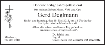 Todesanzeige von Gerd Deglmann von merkurtz