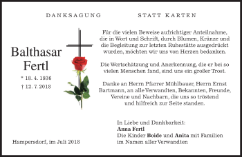 Todesanzeige von Balthasar Fertl von merkurtz