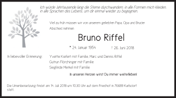 Todesanzeige von Bruno Riffel von merkurtz