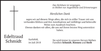 Todesanzeige von Edeltraud Schmidt von merkurtz