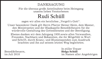 Todesanzeige von Rudi Schüll von merkurtz