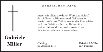 Todesanzeige von Gabriele Miller von merkurtz