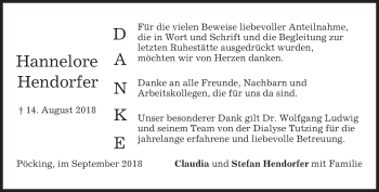 Todesanzeige von Hannelore Hendorfer von merkurtz