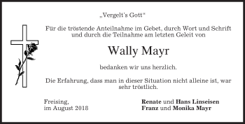 Todesanzeige von Wally Mayr von merkurtz