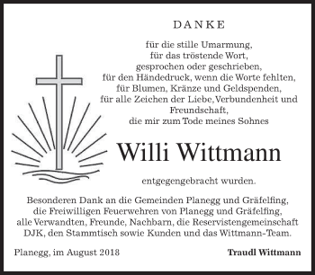 Todesanzeige von Willi Wittmann von merkurtz
