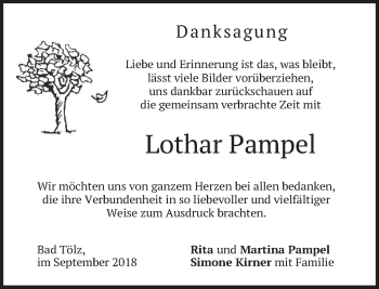 Todesanzeige von Lothar Pampel von merkurtz