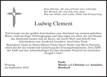 Todesanzeige von Ludwig Clement von merkurtz