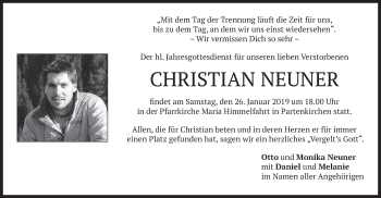 Todesanzeige von Christian Neuner von merkurtz