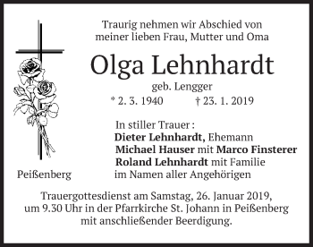 Todesanzeige von Olga Lehnhardt von merkurtz