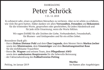 Todesanzeige von Peter Schröck von merkurtz