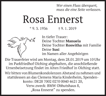 Todesanzeige von Rosa Ennerst von merkurtz
