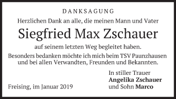 Todesanzeige von Siegfried Max Zschauer von merkurtz