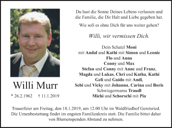 Todesanzeige von Willi Murr von merkurtz