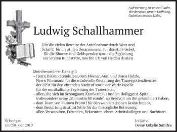 Todesanzeige von Ludwig Schallhammer von merkurtz