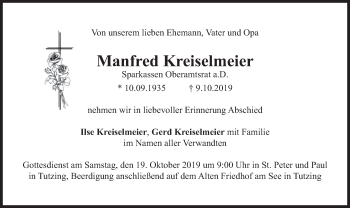 Todesanzeige von Manfred Kreiselmeier von merkurtz