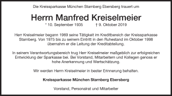 Todesanzeige von Manfred Kreiselmeier von merkurtz