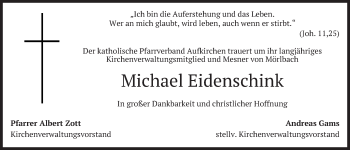 Todesanzeige von Michael Eidenschink von merkurtz