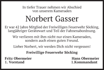Todesanzeige von Norbert Gasser von merkurtz
