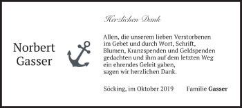 Todesanzeige von Norbert Gasser von merkurtz