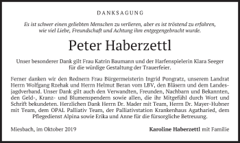 Todesanzeige von Peter Haberzettl von merkurtz