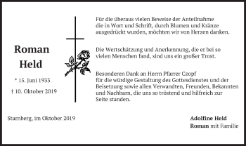 Todesanzeige von Roman Held von merkurtz