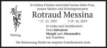 Todesanzeige von Rotraud Messina von merkurtz